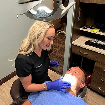 Dr. Sandra Browning caring for a patient