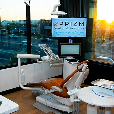 Patient treatment chair at Prizm Dental & Veneers