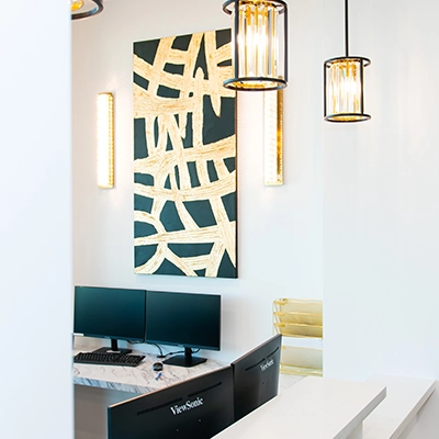 Reception area at Prizm Dental & Veneers in Gilbert